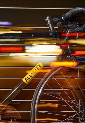 An All-City multicolor frame detail
